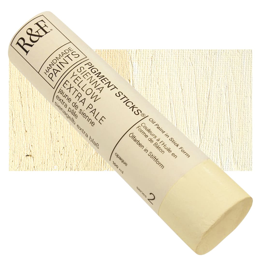 Open in modal - R&F Pigment Stick - Sienna Yellow Extra Pale, 100 ml stick and swatch