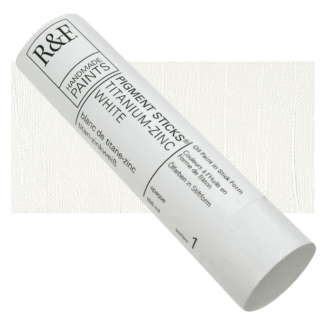 Open in modal - R&F Pigment Stick - Titanium Zinc White, 100 ml stick and swatch