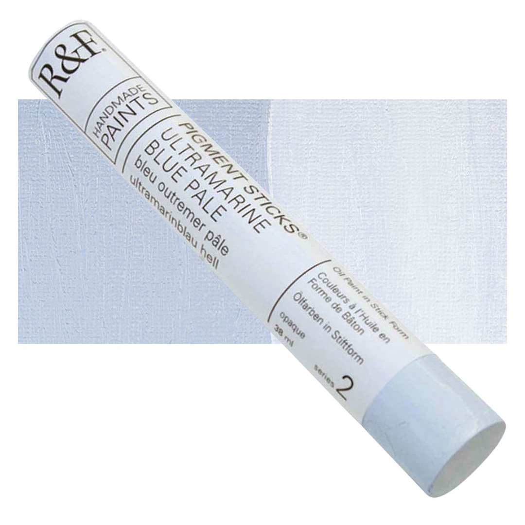 Open in modal - R&F Pigment Stick - Ultramarine Blue Pale, 38 ml stick and swatch
