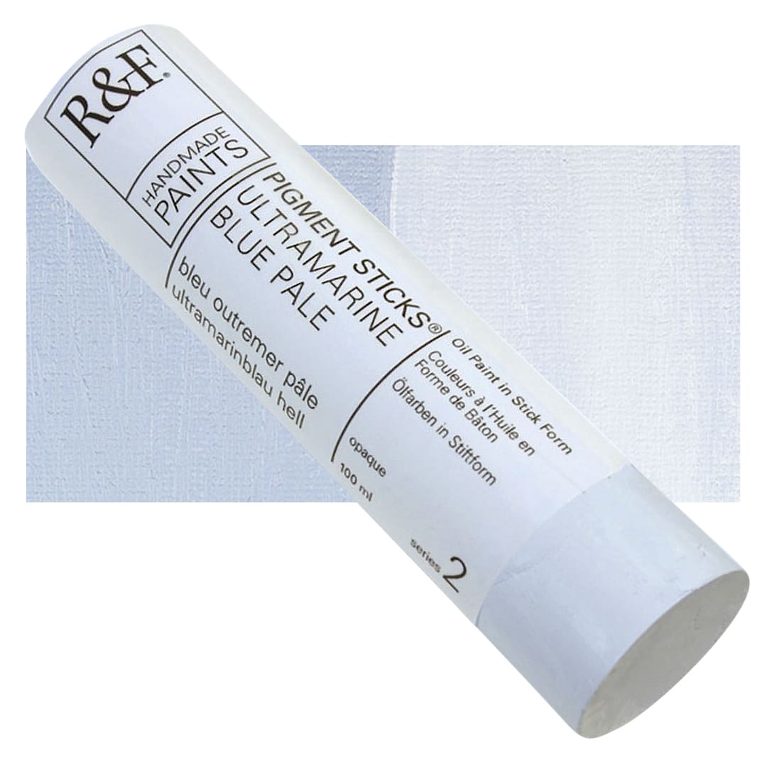 Open in modal - R&F Pigment Stick - Ultramarine Blue Pale, 100 ml stick and swatch