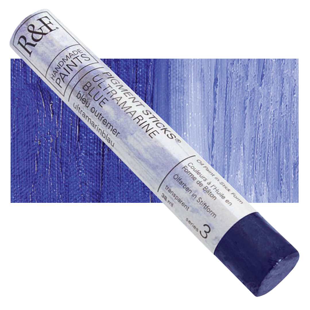 Open in modal - R&F Pigment Stick - Ultramarine Blue, 38 ml stick and swatch