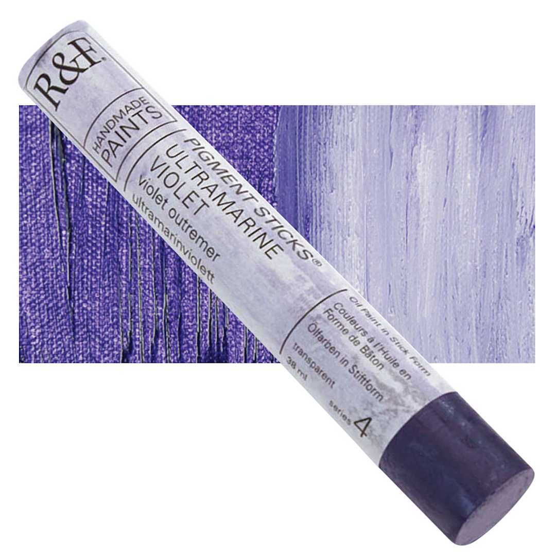 Open in modal - R&F Pigment Stick - Ultramarine Violet, 38 ml stick and swatch