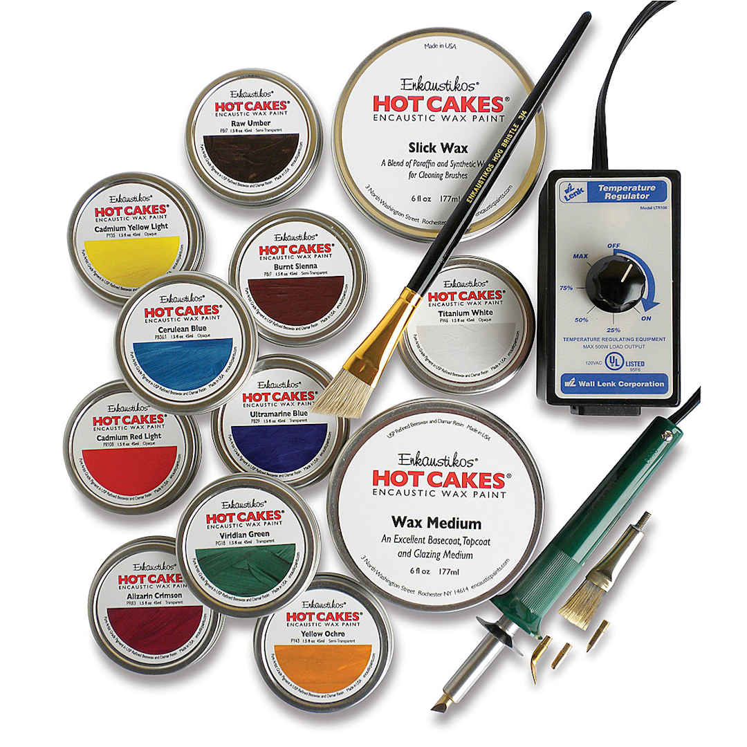 Open in modal - Enkaustikos Hot Cakes Encaustic Paint - Set of 10, Classic Painters Choice Colors, 45 ml tins