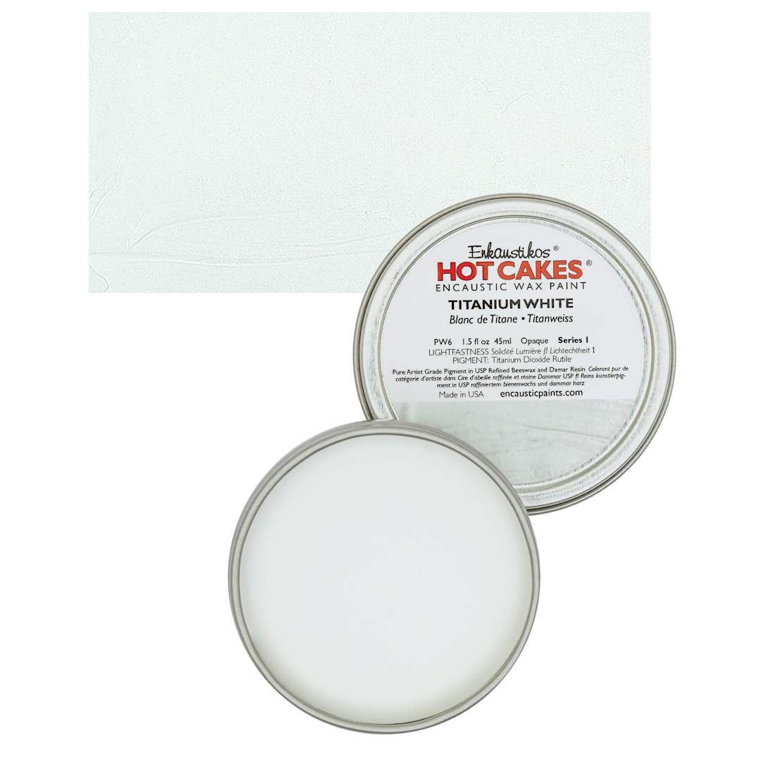 Open in modal - Enkaustikos Hot Cakes Encaustic Wax Paint - Titanium White, 45 ml Tin and swatch