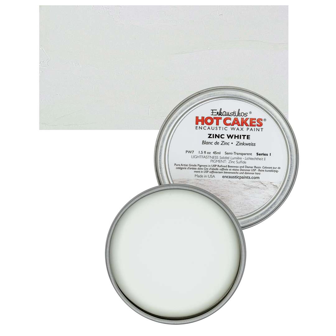 Open in modal - Enkaustikos Hot Cakes Encaustic Wax Paint - Zinc White, 45 ml Tin and swatch