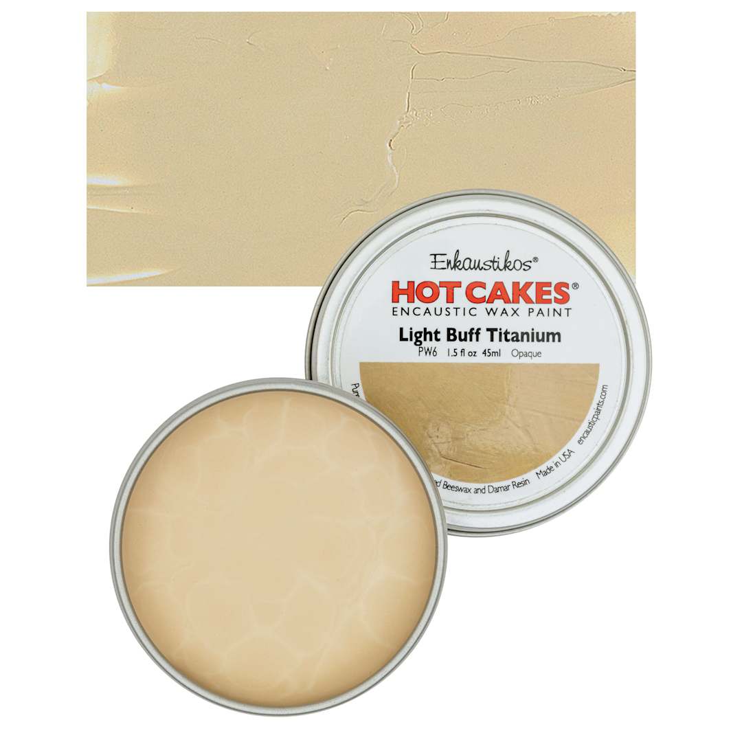 Open in modal - Enkaustikos Hot Cakes Encaustic Wax Paint - Light Buff Titanium, 45 ml Tin and swatch