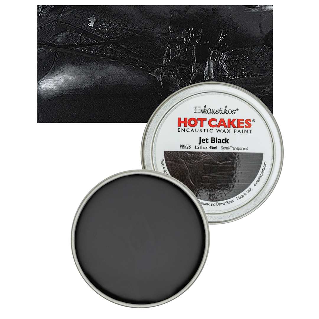 Open in modal - Enkaustikos Hot Cakes Encaustic Wax Paint - Jet Black, 45 ml Tin and swatch