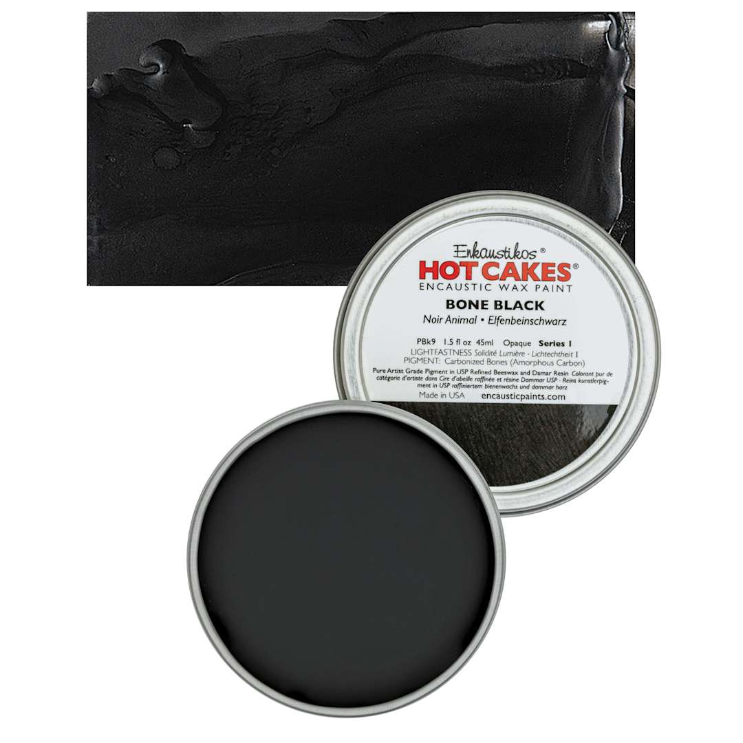 Open in modal - Enkaustikos Hot Cakes Encaustic Wax Paint - Bone Black, 45 ml Tin and swatch