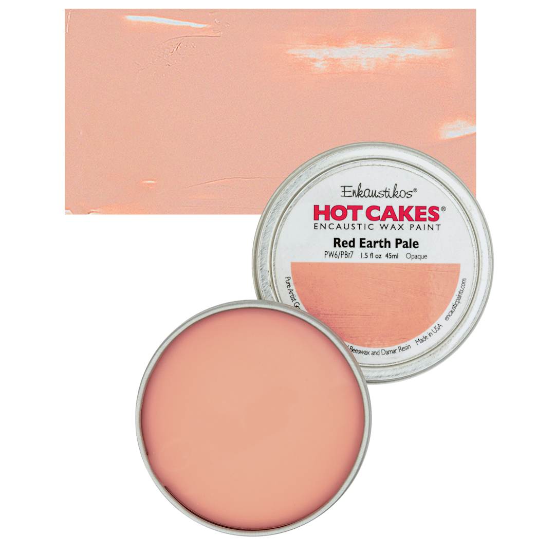 Open in modal - Enkaustikos Hot Cakes Encaustic Wax Paint - Red Earth Pale, 45 ml tin and swatch
