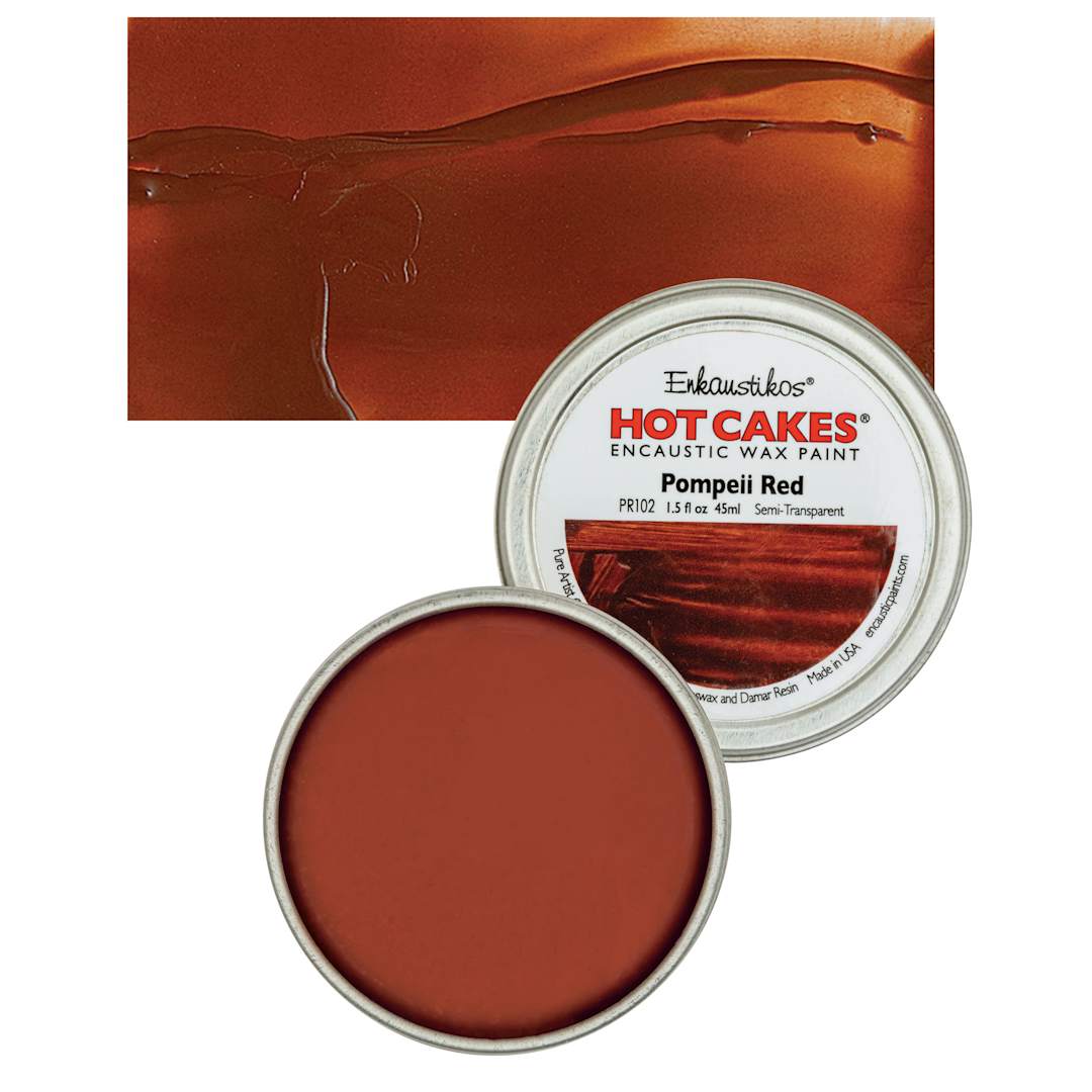 Open in modal - Enkaustikos Hot Cakes Encaustic Wax Paint - Pompeii Red, 45 ml tin and swatch