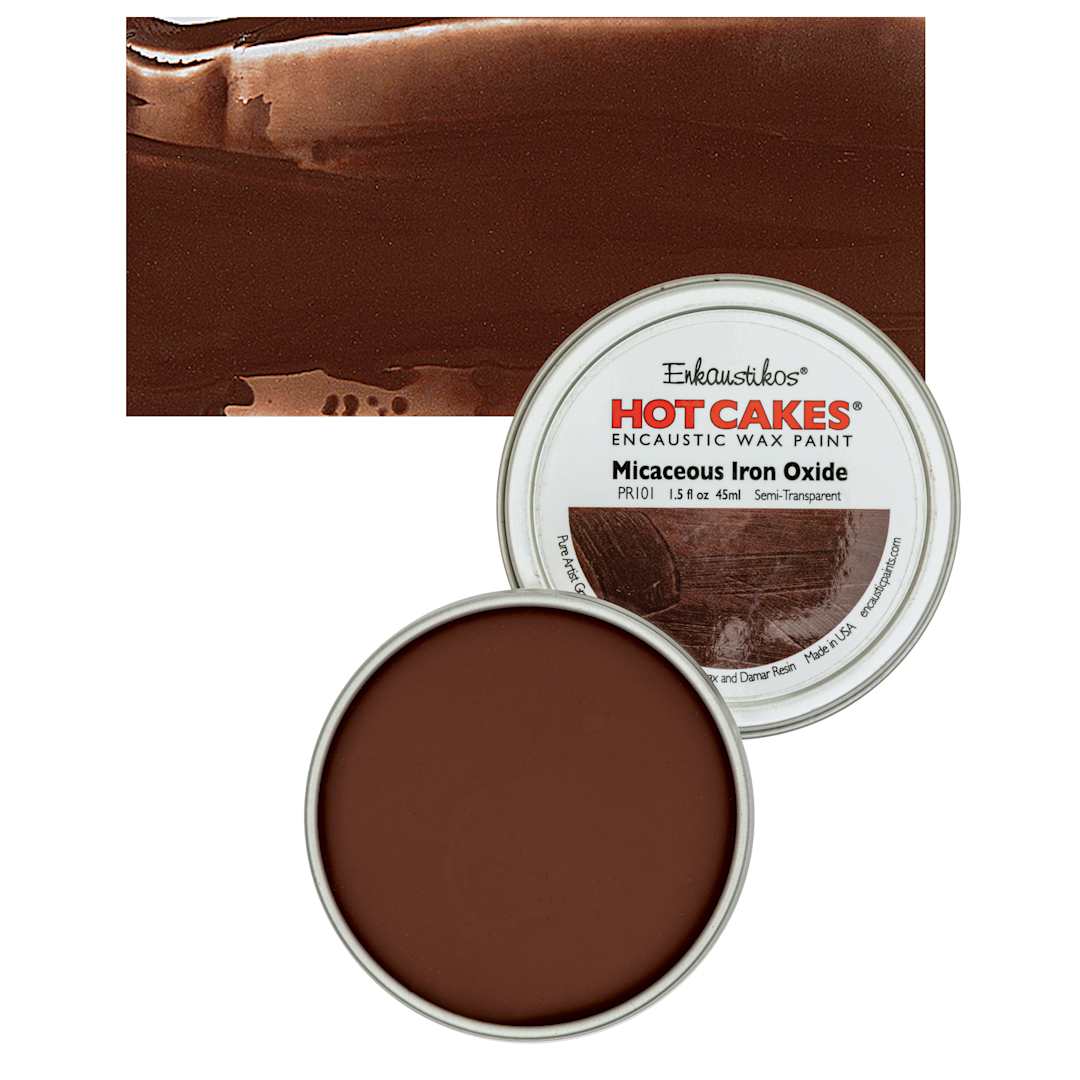 Open in modal - Enkaustikos Hot Cakes Encaustic Wax Paint - Micaceous Iron Oxide, 45 ml tin and swatch