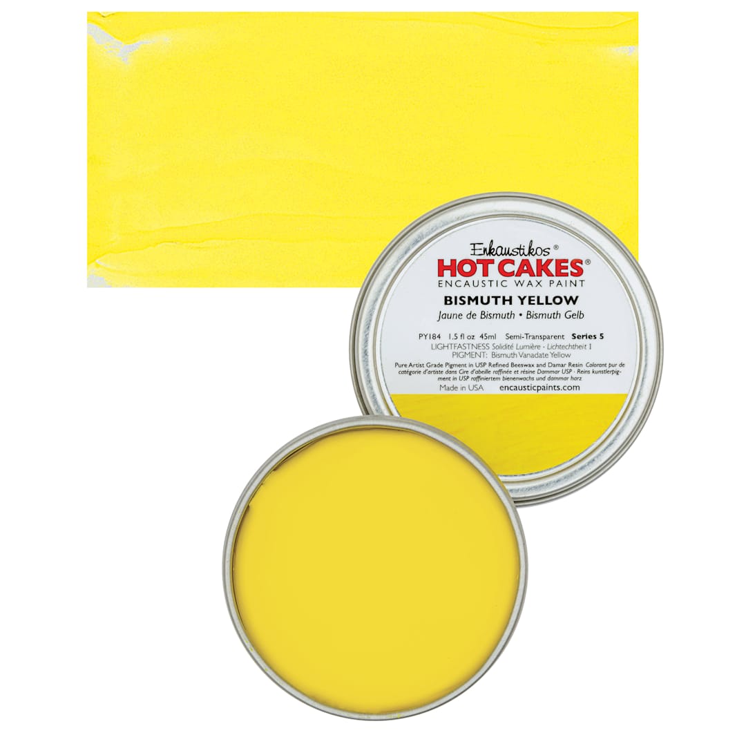 Open in modal - Enkaustikos Hot Cakes Encaustic Wax Paint - Bismuth Yellow, 45 ml tin and swatch