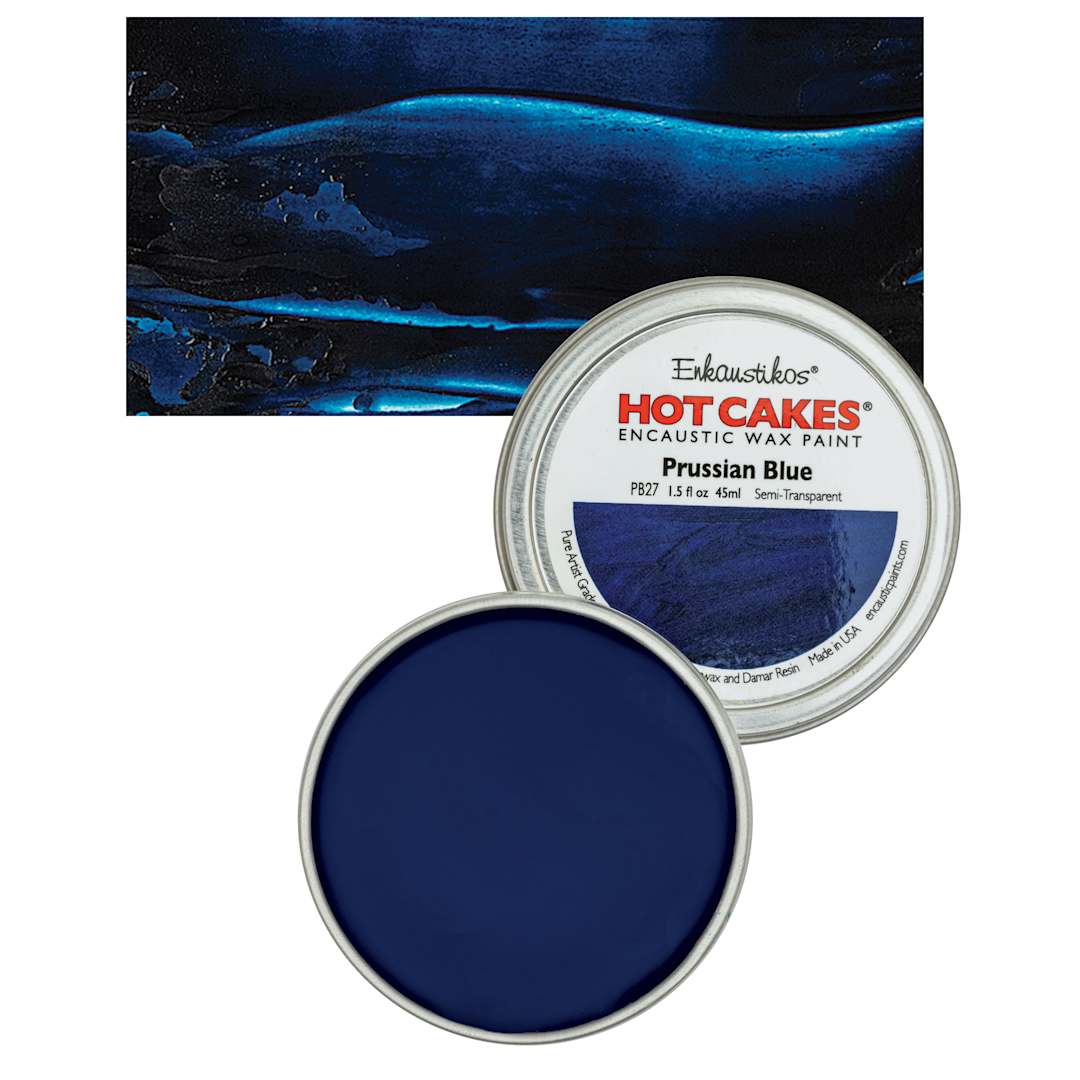 Open in modal - Enkaustikos Hot Cakes Encaustic Wax Paint - Prussian Blue, 45 ml tin and swatch