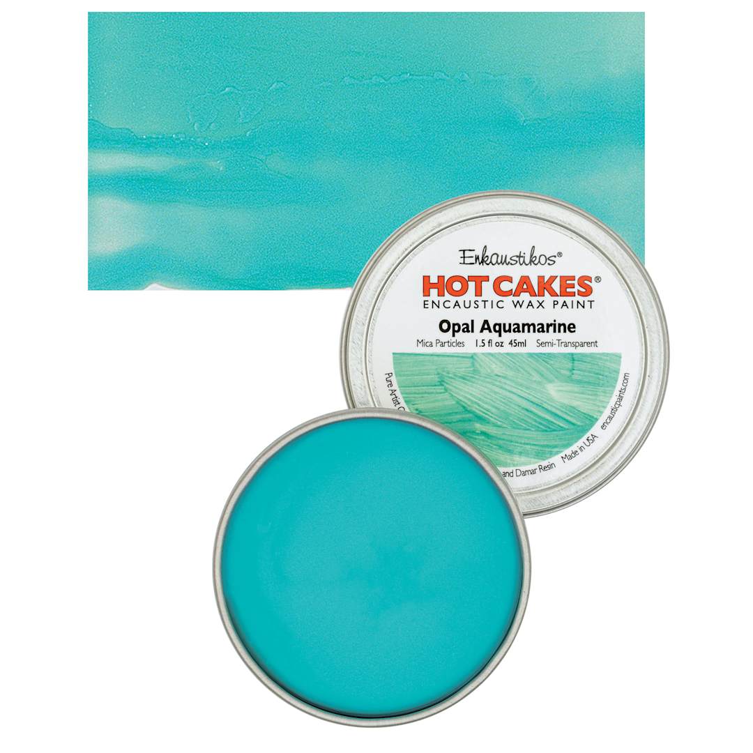Open in modal - Enkaustikos Hot Cakes Encaustic Wax Paint - Opal Aquamarine, 45 ml tin and swatch