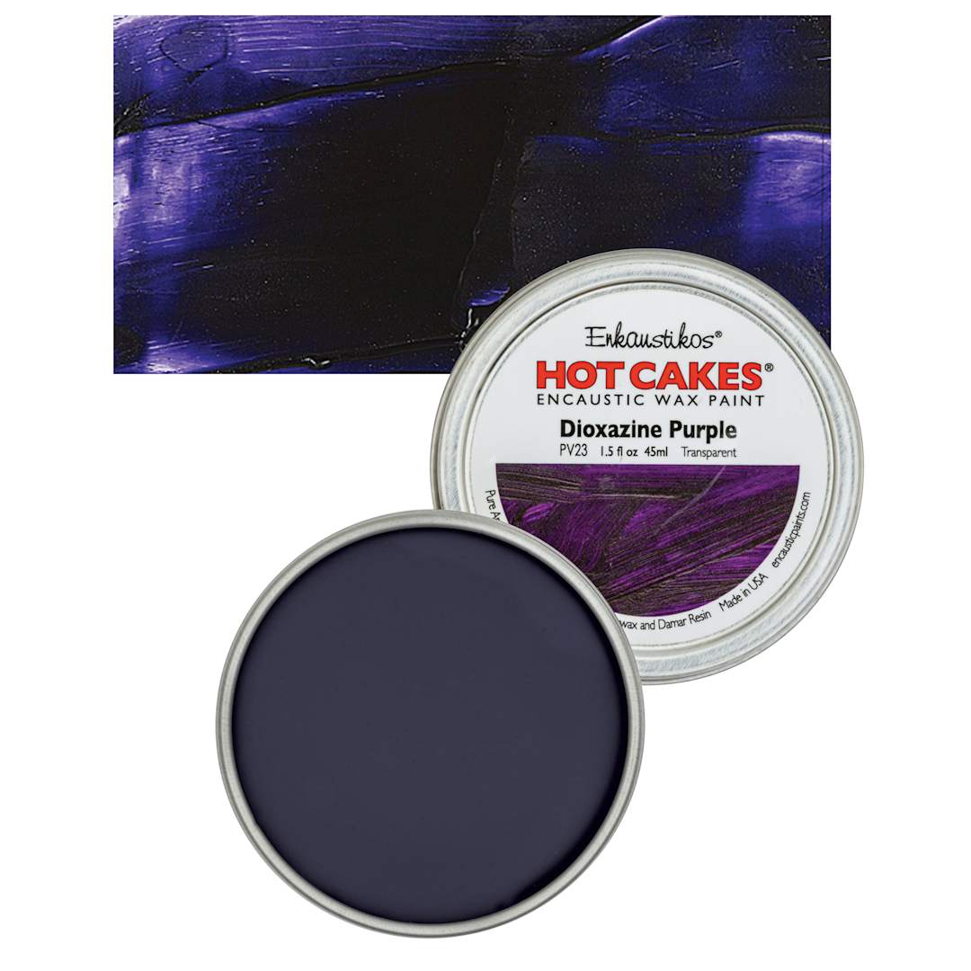 Open in modal - Enkaustikos Hot Cakes Encaustic Wax Paint - Dioxazine Purple, 45 ml tin and swatch