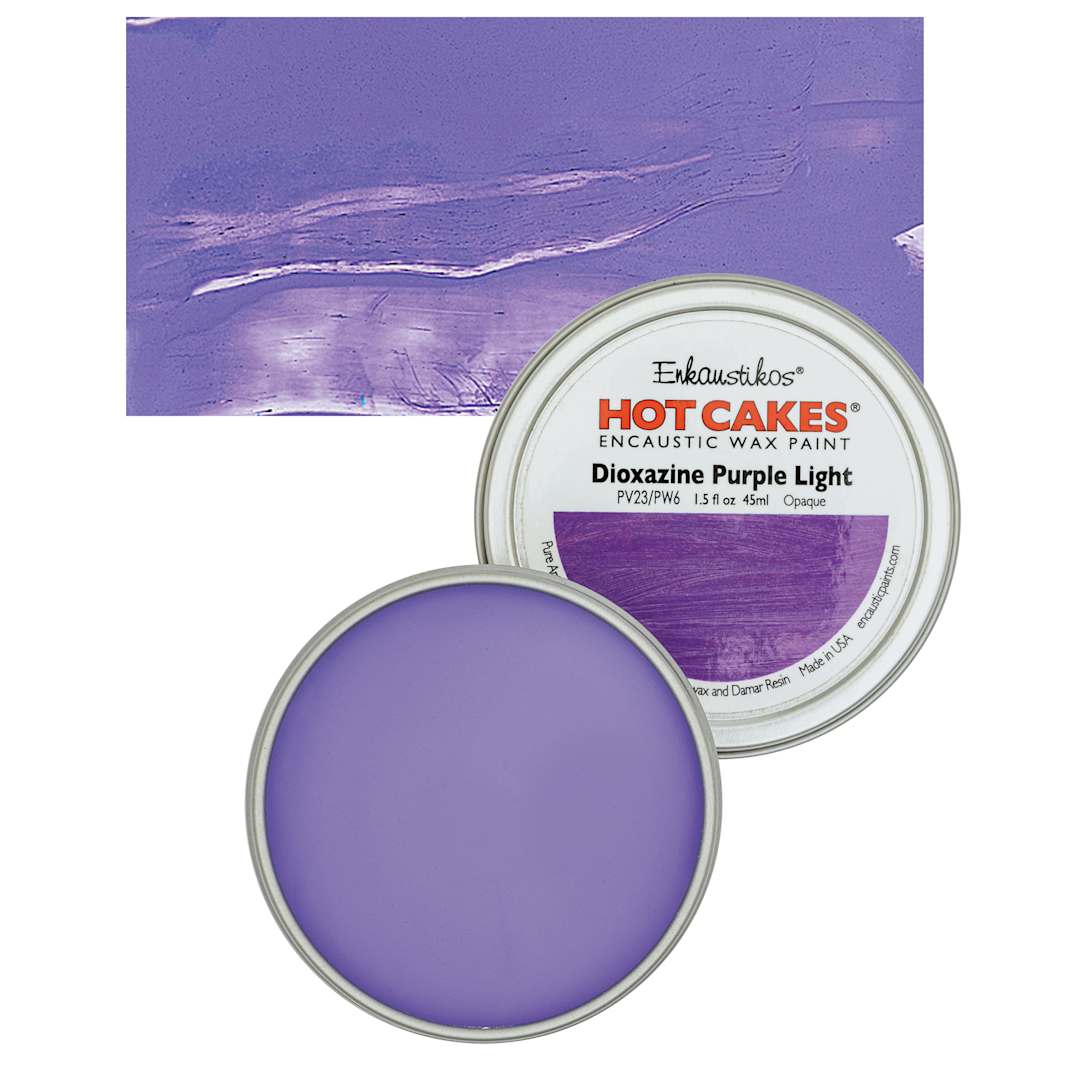 Open in modal - Enkaustikos Hot Cakes Encaustic Wax Paint - Dioxazine Purple Light, 45 ml tin and swatch