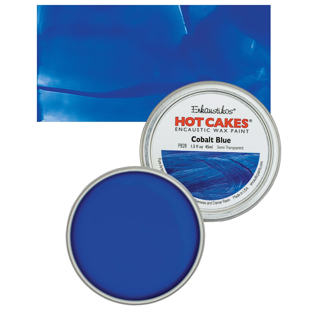 Open in modal - Enkaustikos Hot Cakes Encaustic Wax Paint - Cobalt Blue, 45 ml tin and swatch