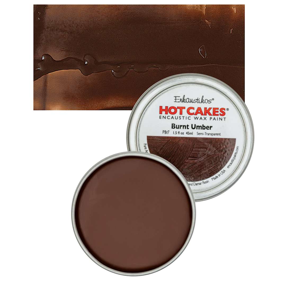 Open in modal - Enkaustikos Hot Cakes Encaustic Wax Paint - Burnt Umber, 45 ml tin and swatch
