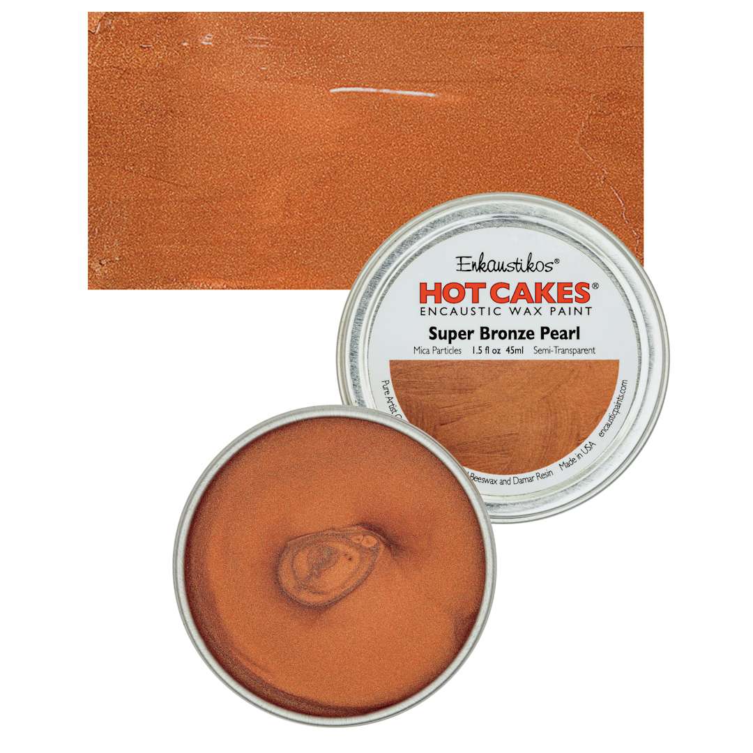 Open in modal - Enkaustikos Hot Cakes Encaustic Wax Paint - Super Bronze Pearl, 45 ml tin and swatch
