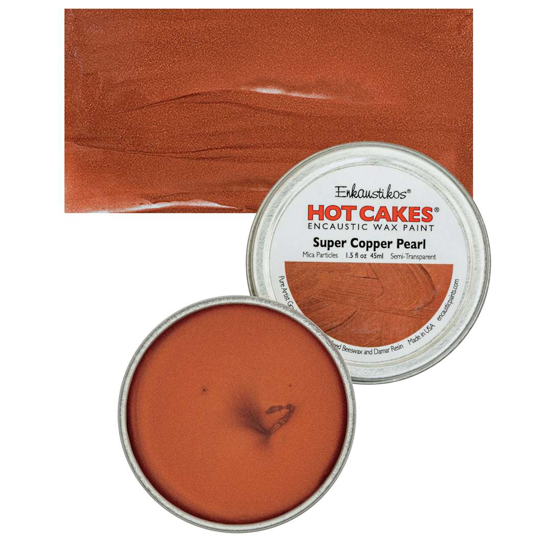 Open in modal - Enkaustikos Hot Cakes Encaustic Wax Paint - Super Copper Pearl, 45 ml tin and swatch