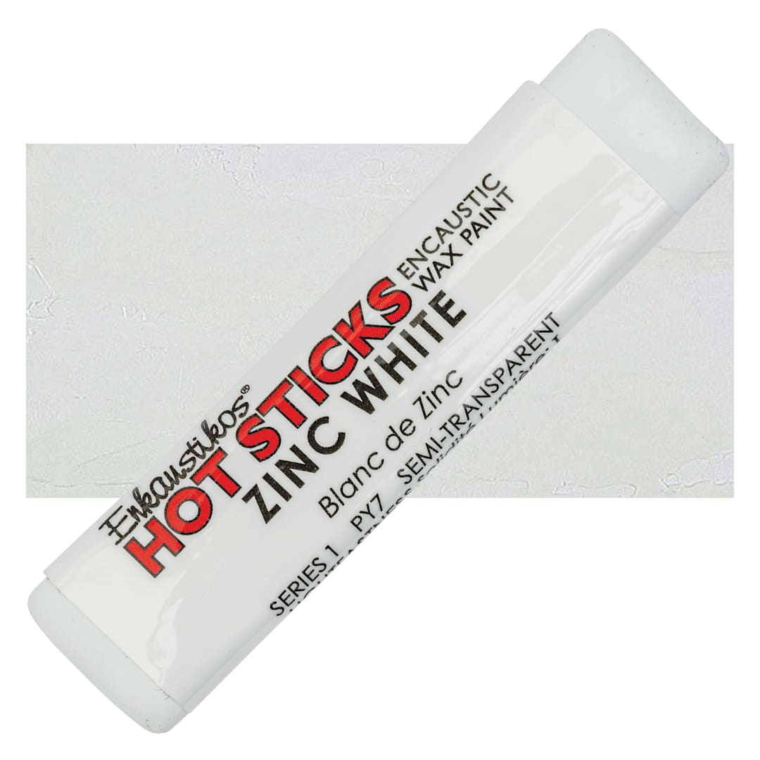 Open in modal - Enkaustikos Hot Sticks Encaustic Wax Paint - Zinc White, 13 ml Stick and swatch
