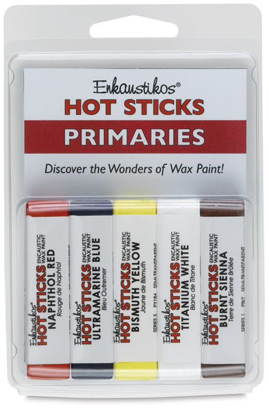 Open in modal - Enkaustikos Hot Sticks Encaustic Paints - Set of 5, Primary Colors, 13 ml sticks