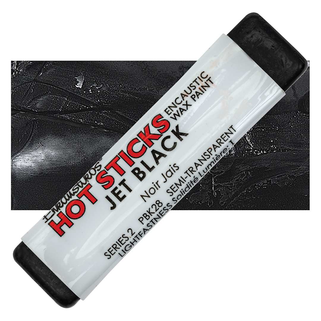 Open in modal - Enkaustikos Hot Sticks Encaustic Wax Paint - Jet Black, 13 ml Stick and swatch