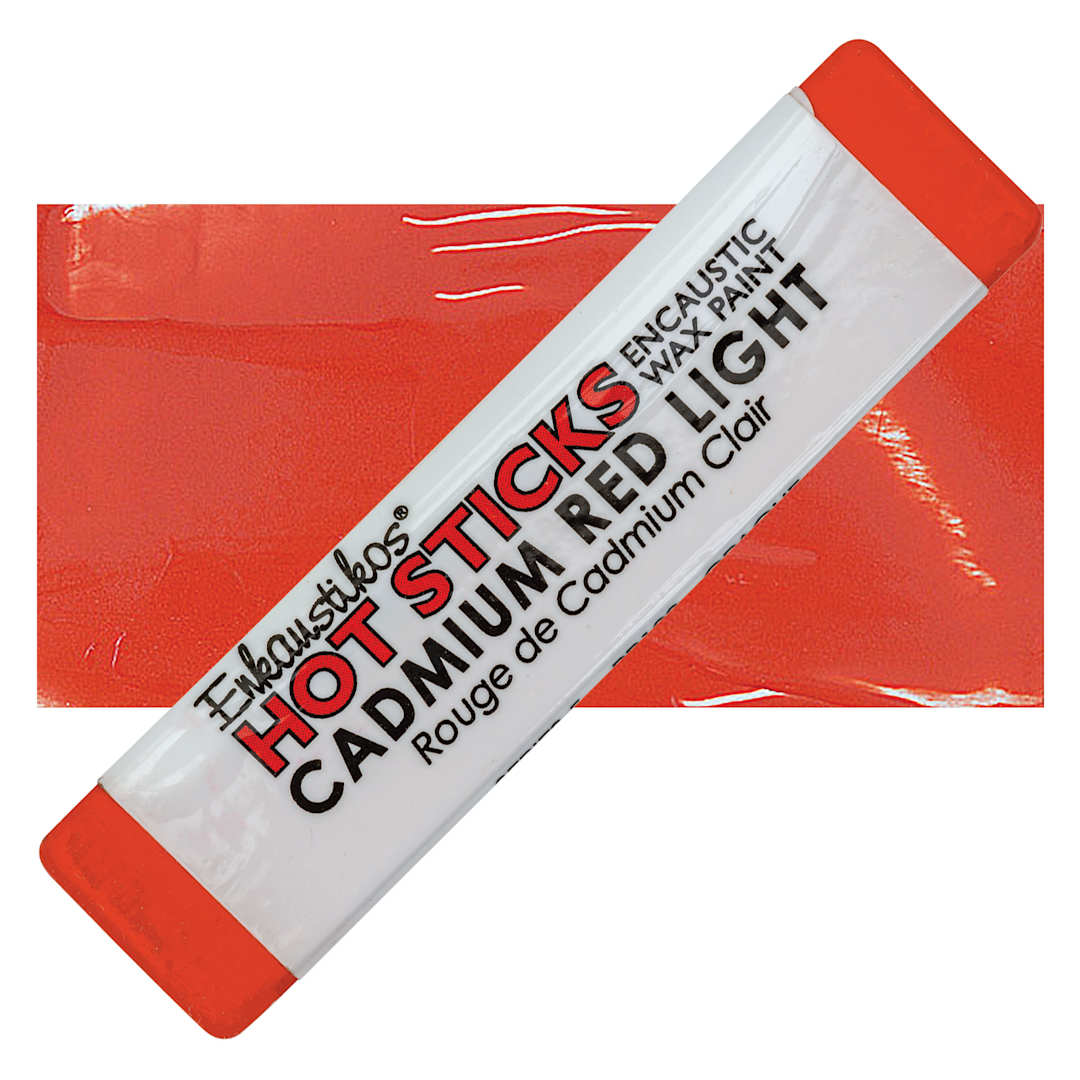 Open in modal - Enkaustikos Hot Sticks Encaustic Wax Paint - Cadmium Red Light, 13 ml Stick and swatch
