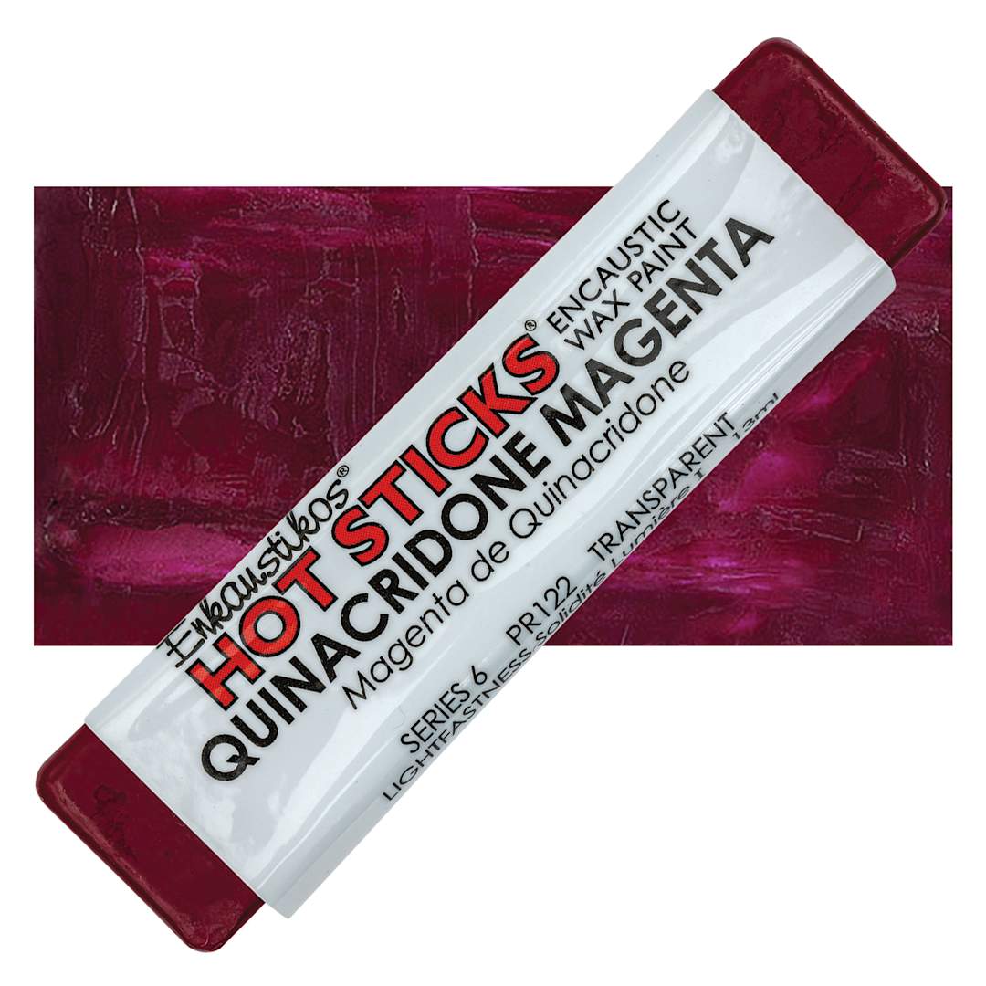 Open in modal - Enkaustikos Hot Sticks Encaustic Wax Paint - Quinacridone Magenta, 13 ml stick and swatch