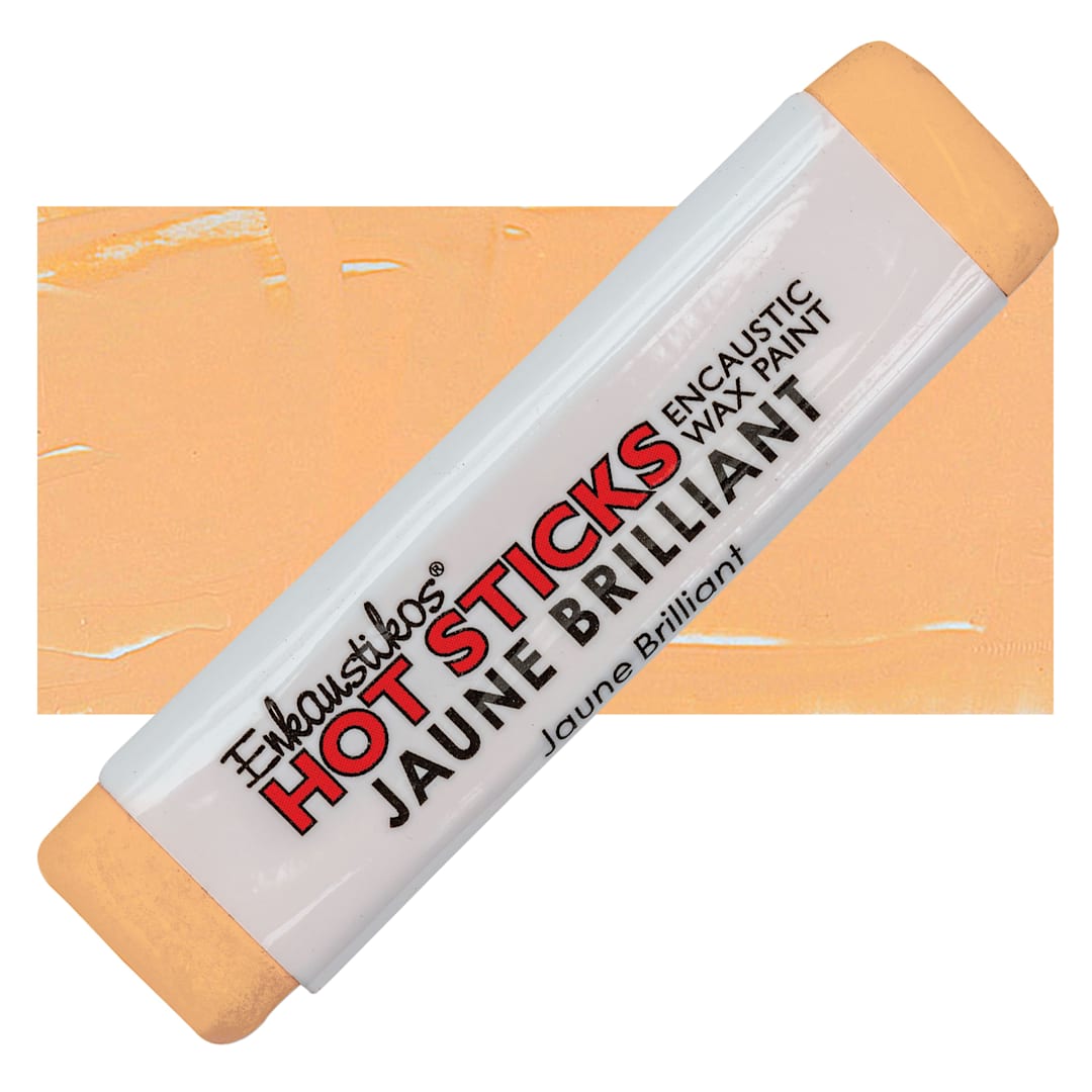 Open in modal - Enkaustikos Hot Sticks Encaustic Wax Paint - Jaune Brilliant, 13 ml stick and swatch