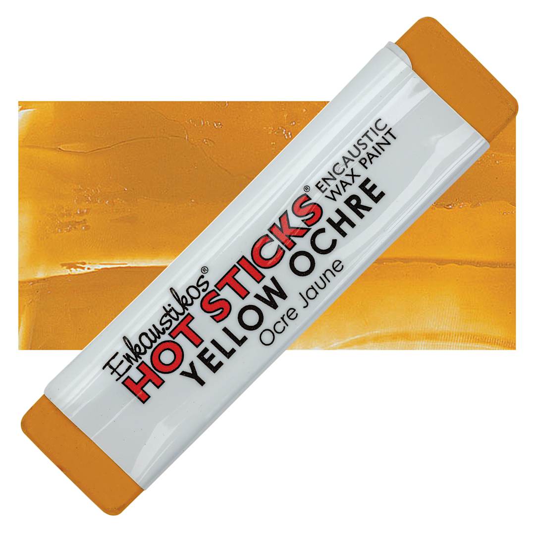 Open in modal - Enkaustikos Hot Sticks Encaustic Wax Paint - Yellow Ochre, 13 ml stick and swatch