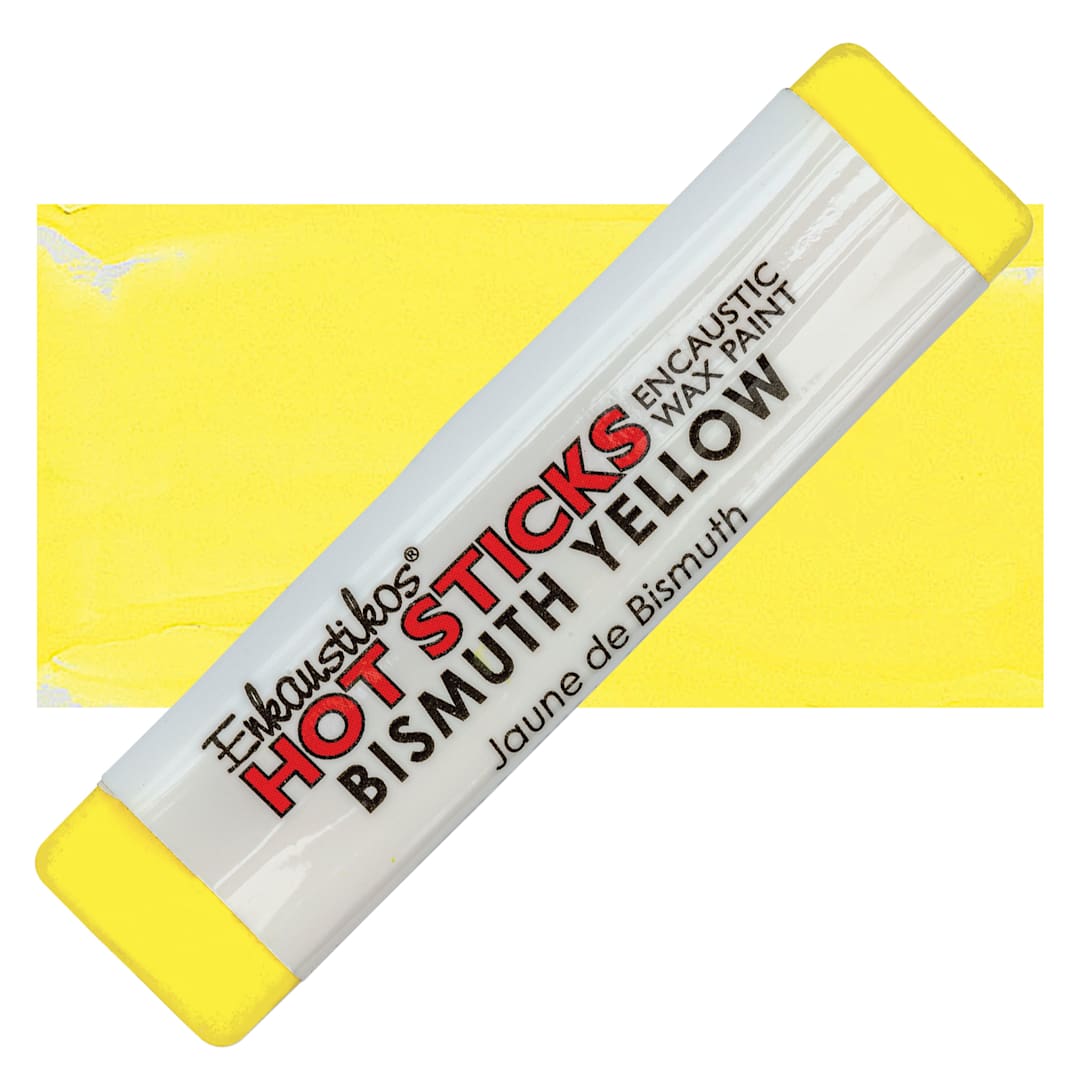 Open in modal - Enkaustikos Hot Sticks Encaustic Wax Paint - Bismuth Yellow, 13 ml stick and swatch