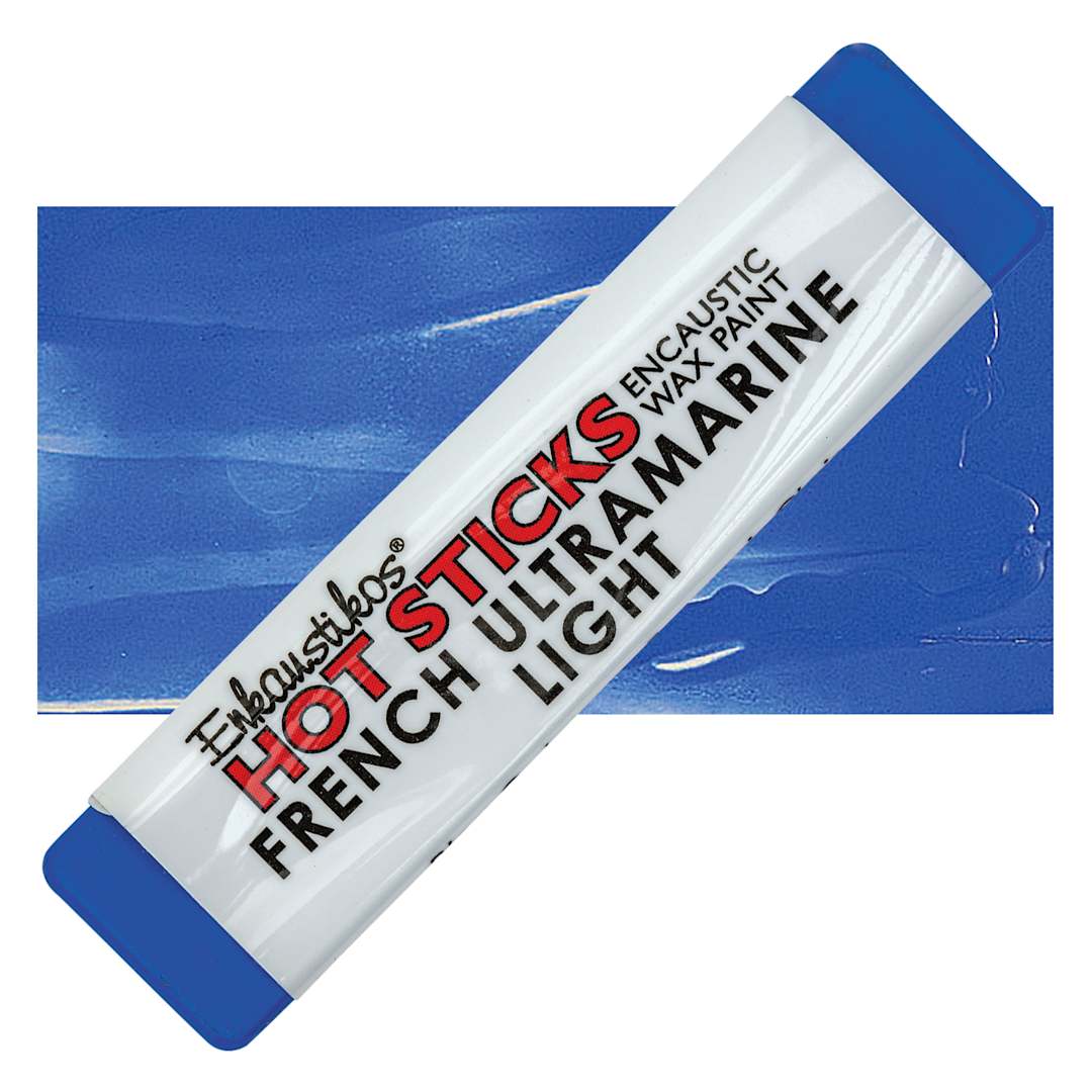 Open in modal - Enkaustikos Hot Sticks Encaustic Wax Paint - French Ultramarine Light, 13 ml stick and swatch