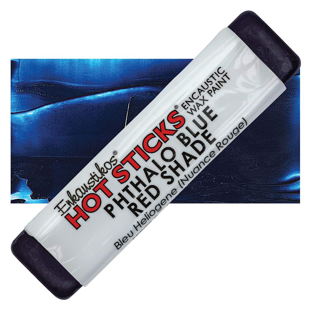 Open in modal - Enkaustikos Hot Sticks Encaustic Wax Paint - Phthalo Blue Red Shade, 13 ml stick and swatch