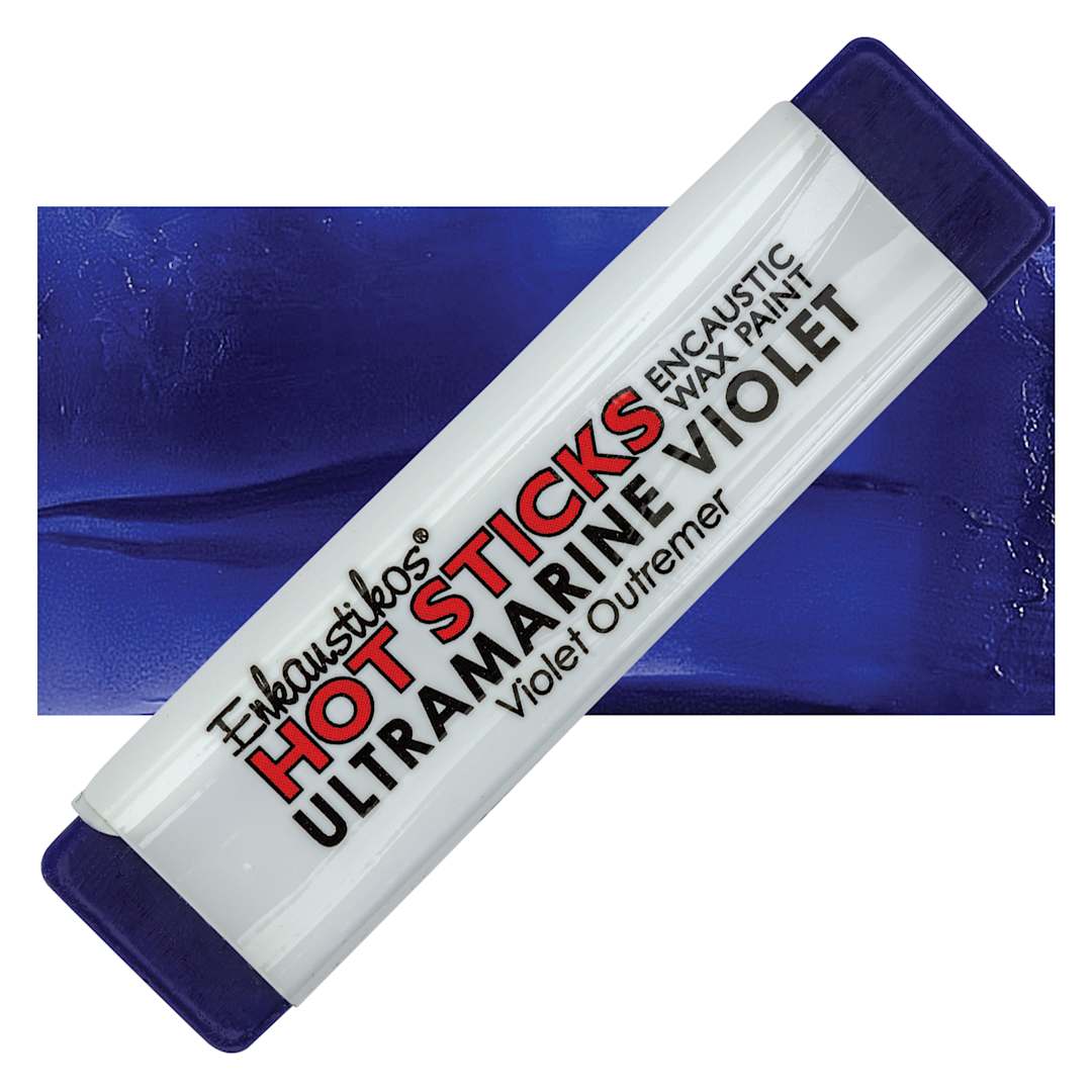Open in modal - Enkaustikos Hot Sticks Encaustic Wax Paint - Ultramarine Violet, 13 ml stick and swatch