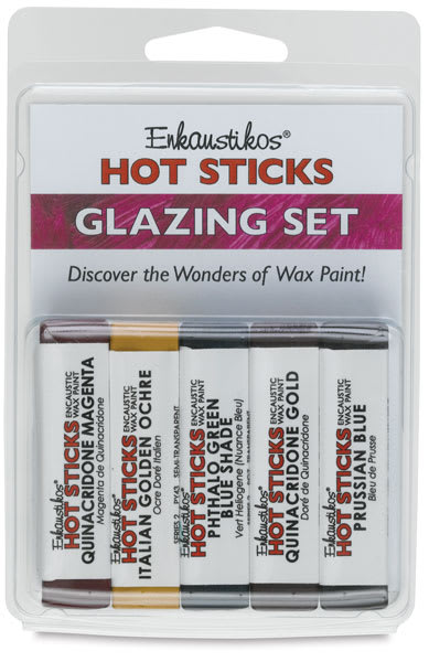 Open in modal - Enkaustikos Hot Sticks Encaustic Paints - Set of 5, Glazing Colors, 13 ml sticks