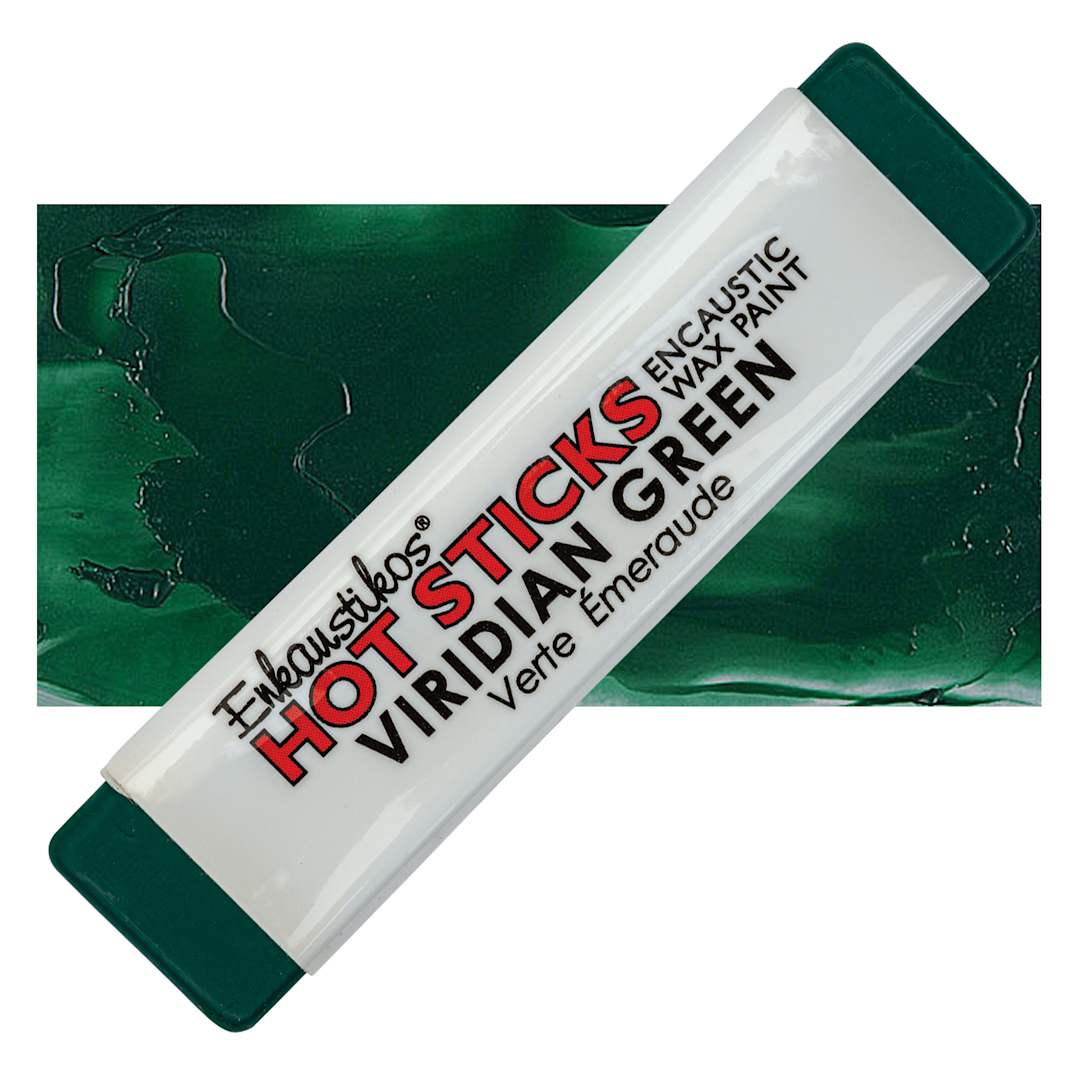 Open in modal - Enkaustikos Hot Sticks Encaustic Wax Paint - Viridian, 13 ml stick and swatch