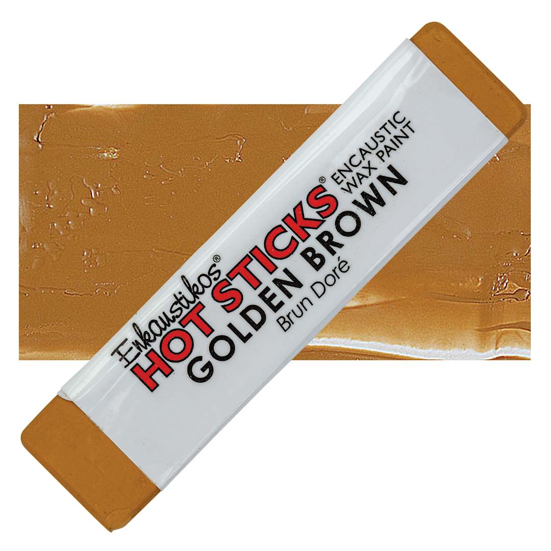 Open in modal - Enkaustikos Hot sticks Encaustic Wax Paint - Golden Brown, 13 ml stick and swatch