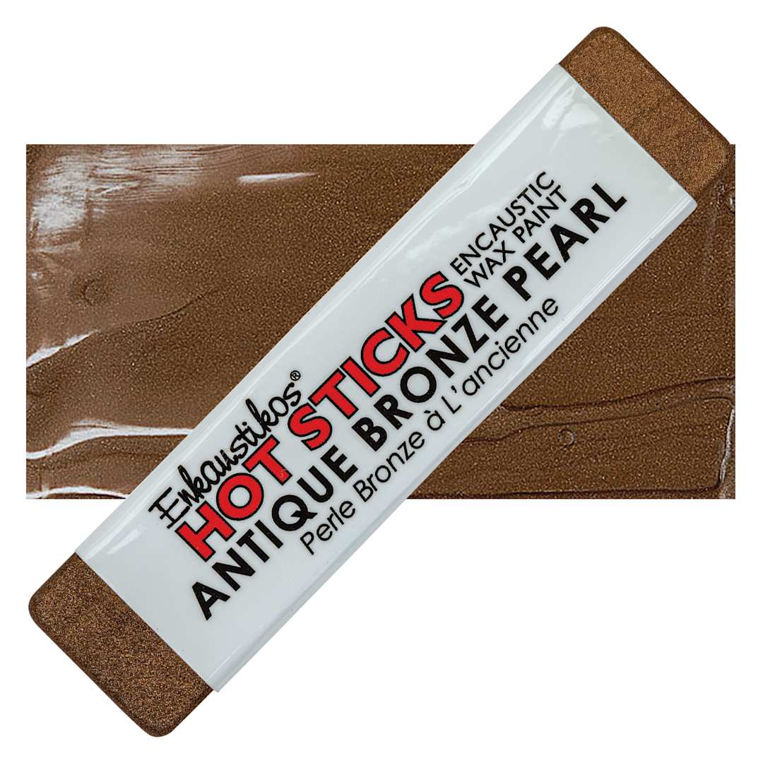 Open in modal - Enkaustikos Hot sticks Encaustic Wax Paint - Antique Bronze Pearl, 13 ml stick and swatch
