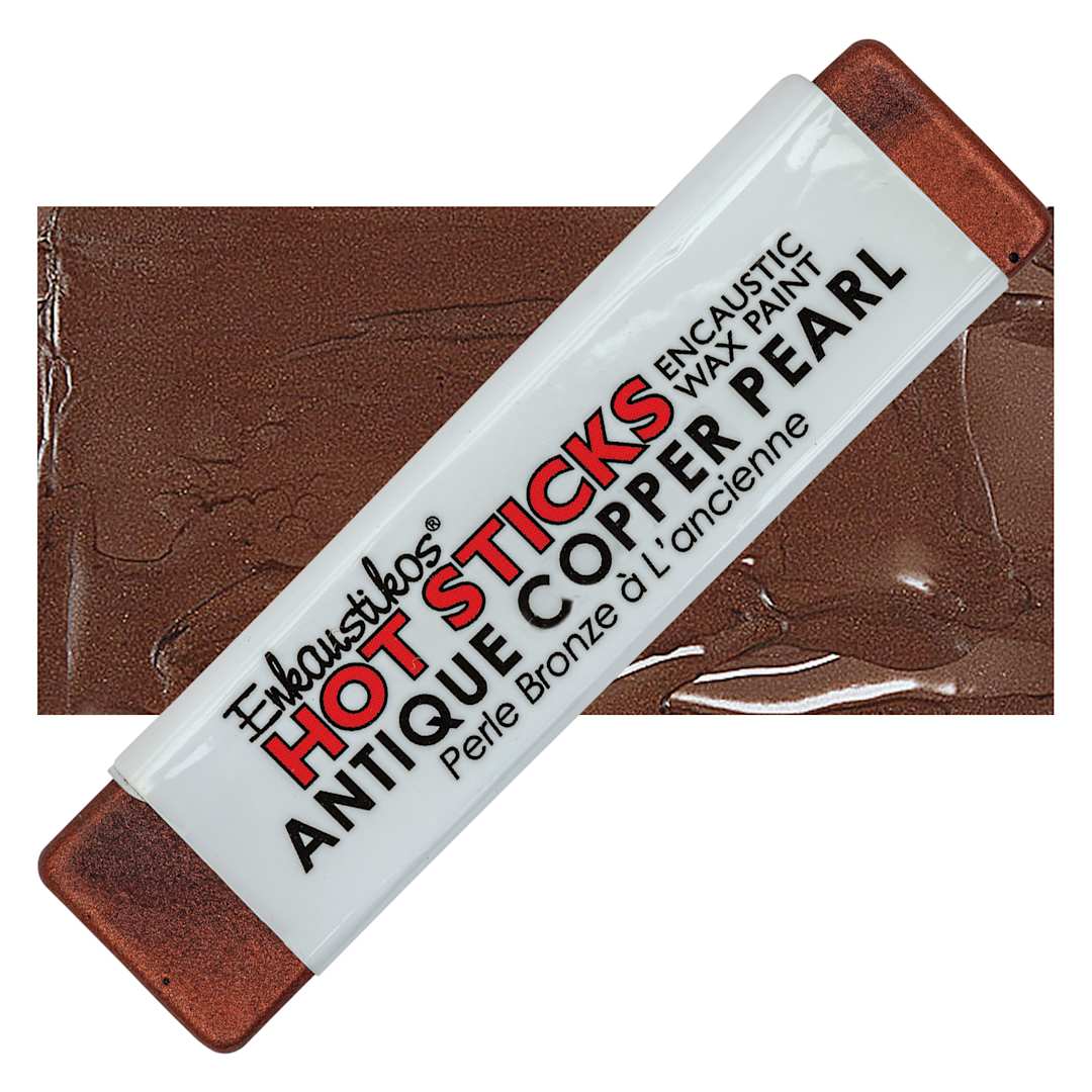 Open in modal - Enkaustikos Hot sticks Encaustic Wax Paint - Antique Copper Pearl, 13 ml stick and swatch