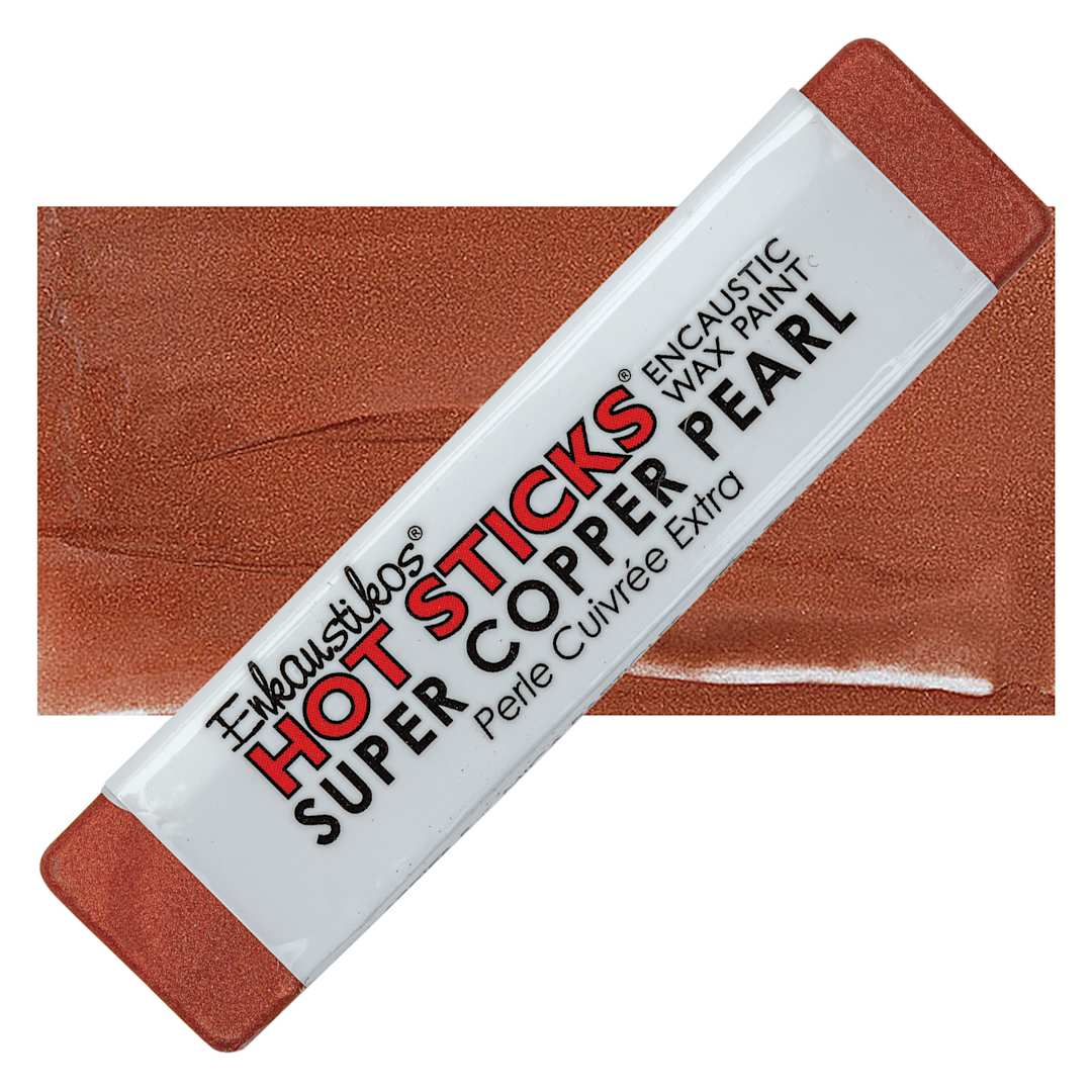 Open in modal - Enkaustikos Hot sticks Encaustic Wax Paint - Super Copper Pearl, 13 ml stick and swatch