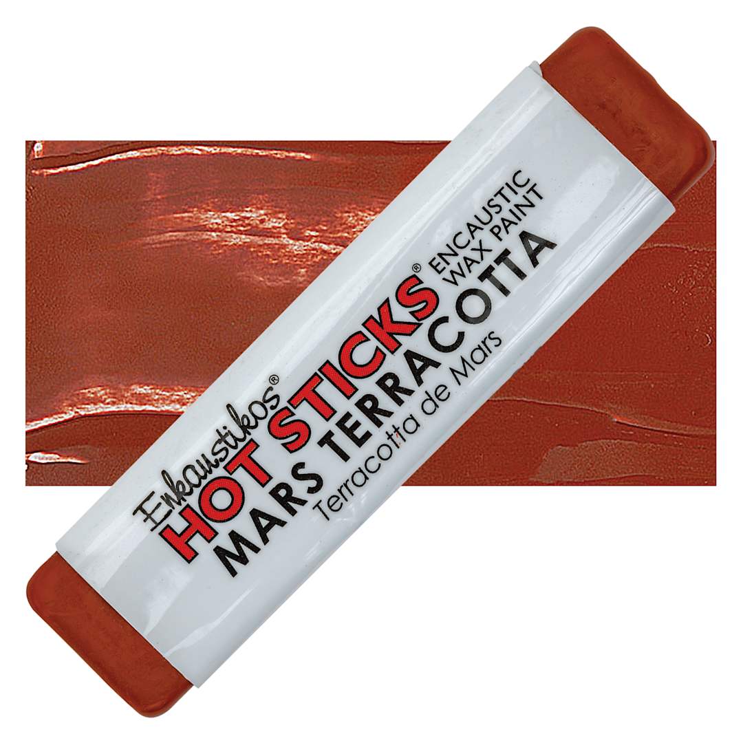 Open in modal - Enkaustikos Hot sticks Encaustic Wax Paint - Mars Terracotta, 13 ml stick and swatch