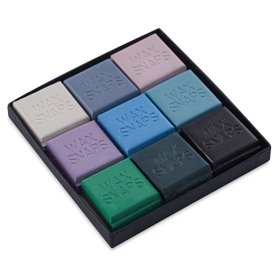 Open in modal - Enkaustikos Wax Snaps Encaustic Paints - The Power of Gray Set of 9 shown open in package