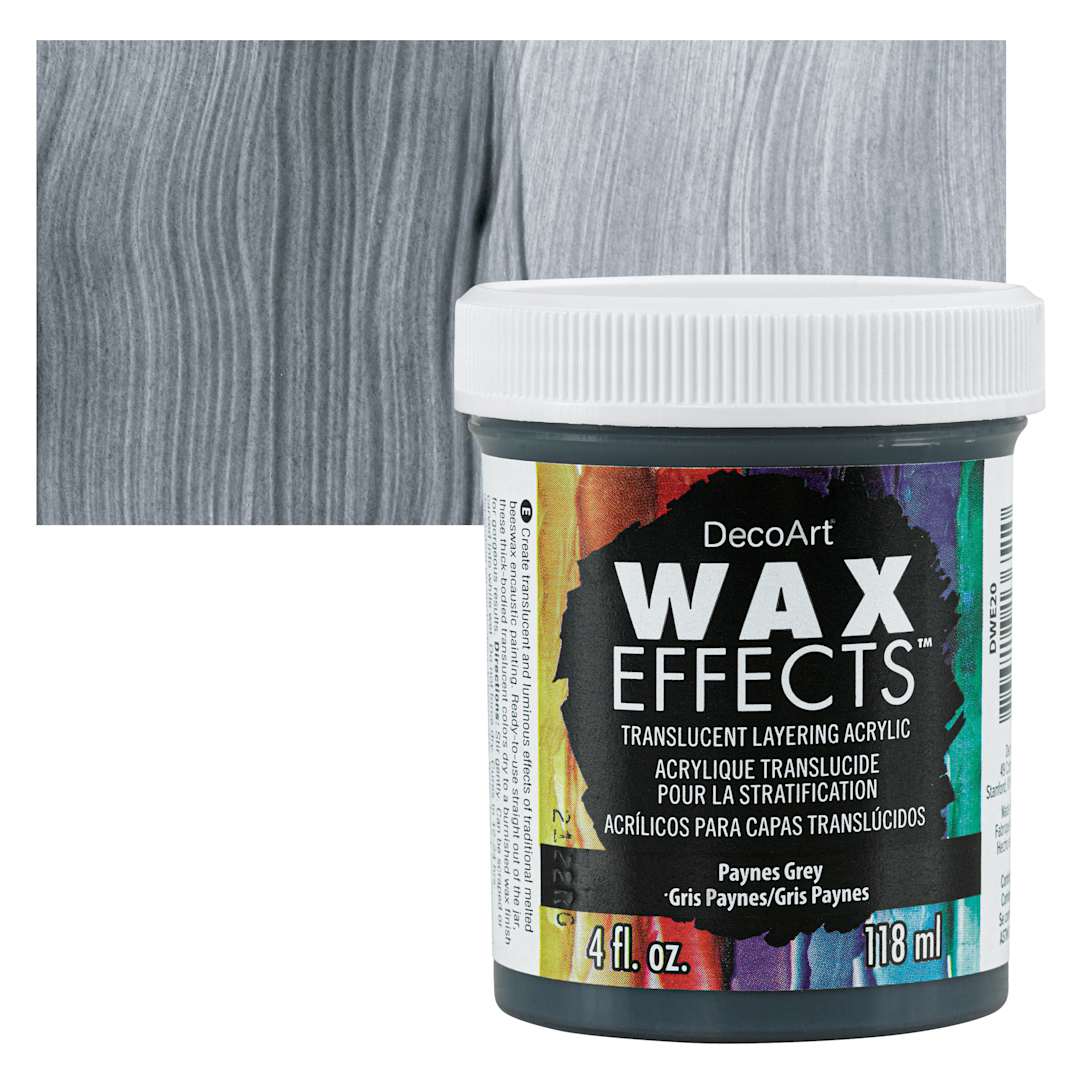 Open in modal - DecoArt Wax Effects Acrylic Paint - Paynes Grey, 4 oz Jar and swatch