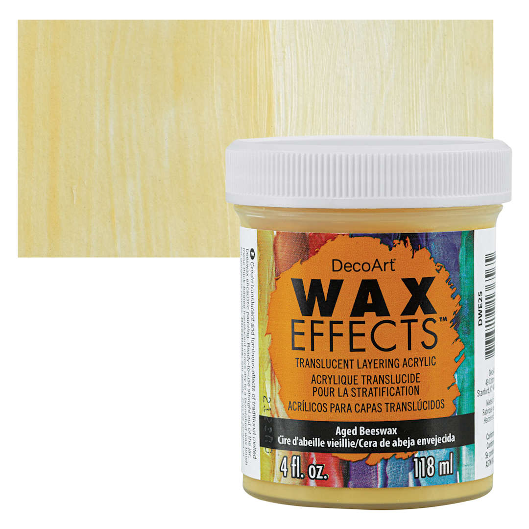 Open in modal - DecoArt Wax Effects Acrylic Paint - Aged Beeswax, 4 oz Jar and swatch