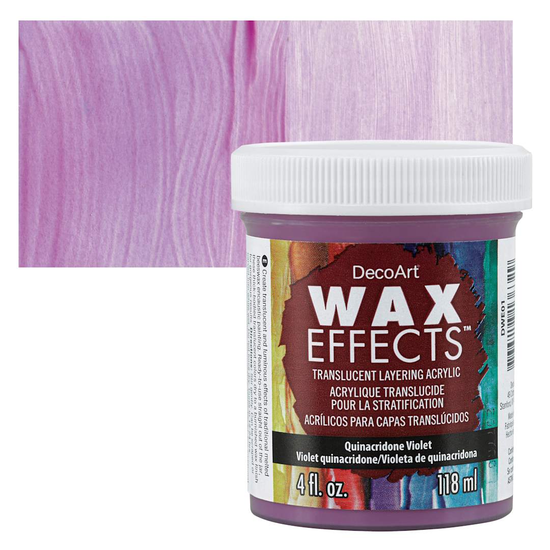 Open in modal - DecoArt Wax Effects Acrylic Paint - Quinacridone Violet, 4 oz Jar and swatch