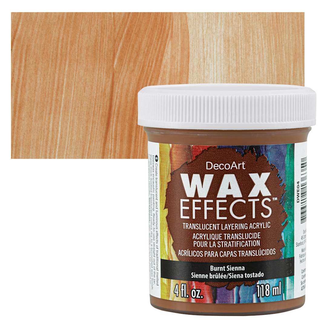 Open in modal - DecoArt Wax Effects Acrylic Paint - Burnt Sienna, 4 oz Jar and swatch