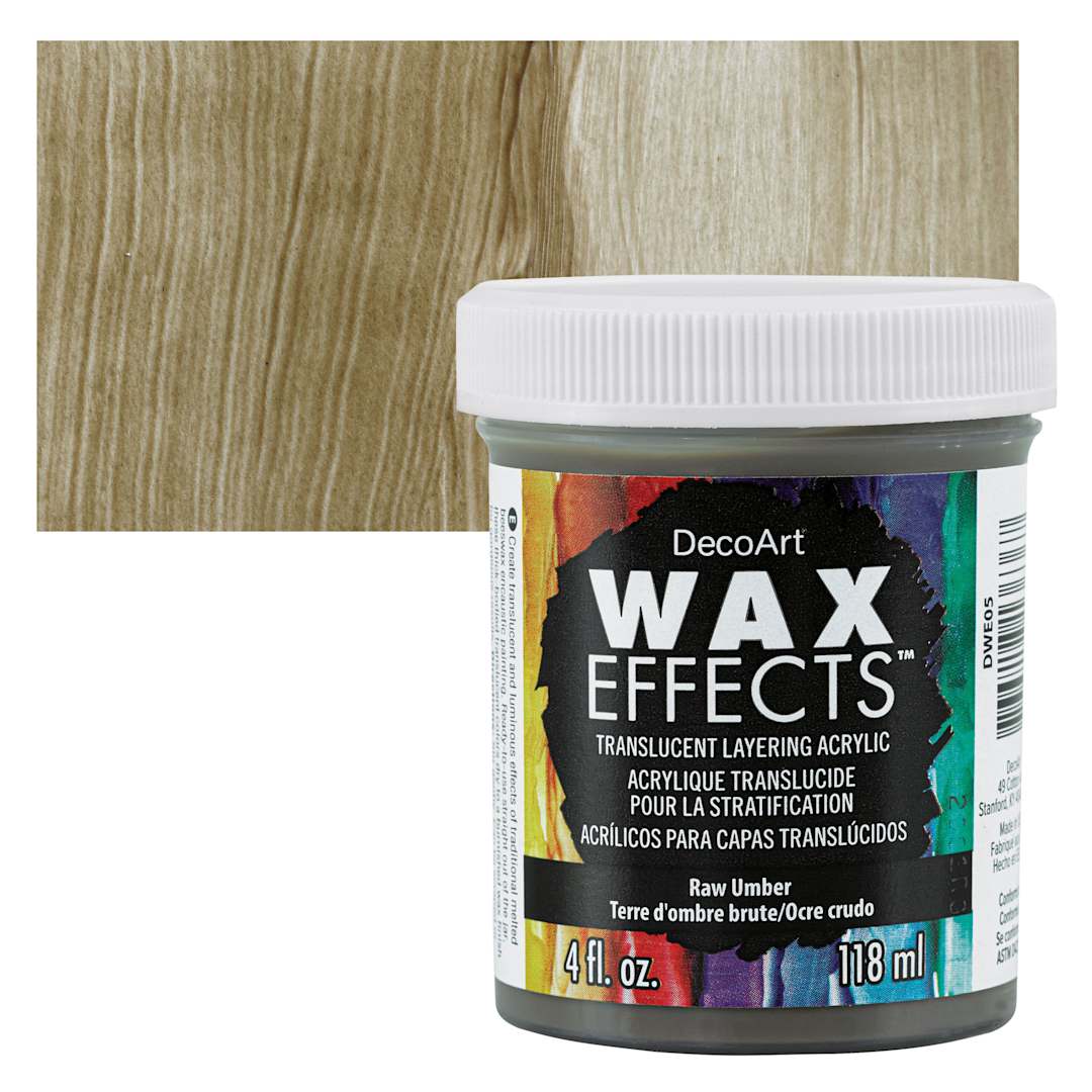 Open in modal - DecoArt Wax Effects Acrylic Paint - Raw Umber, 4 oz Jar and swatch