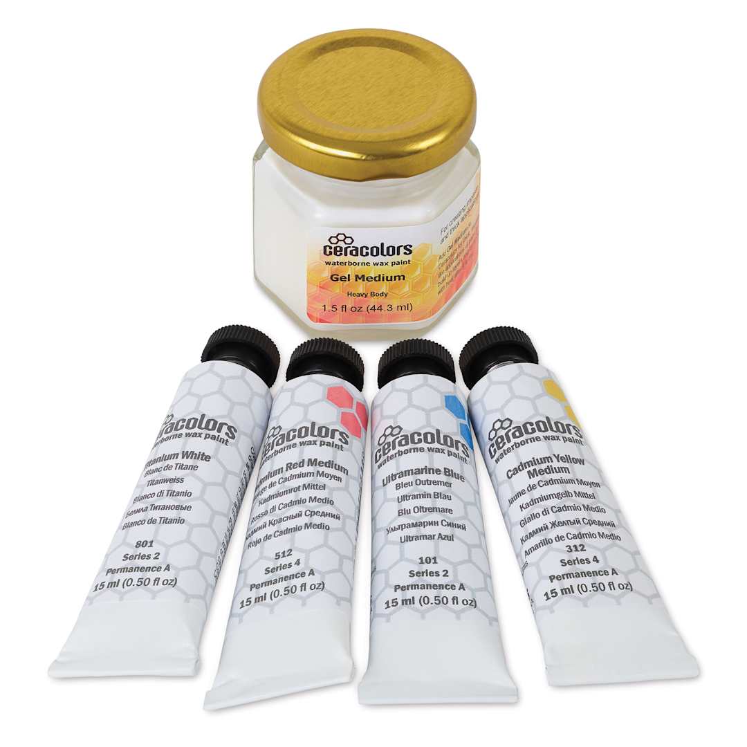 Open in modal - Ceracolors Waterborne Wax Paints - Primary Colors, Set of 5