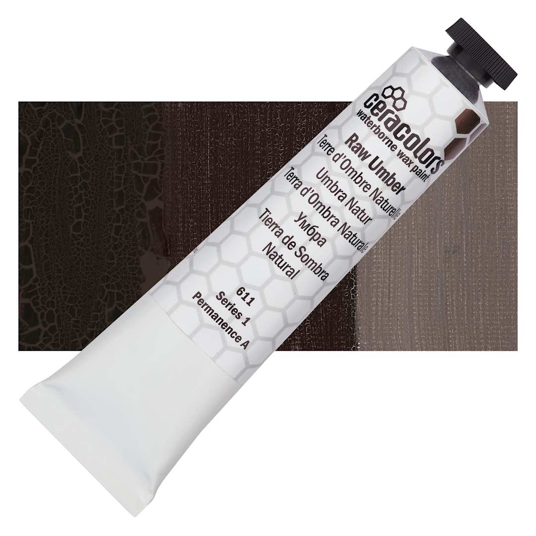 Open in modal - Ceracolors Waterborne Wax Paint - Raw Umber - Tube and Swatch